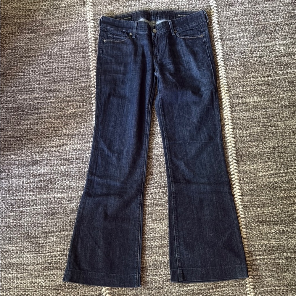 Citizens Of Humanity Blue Low Waist Full Leg Flare Jeans